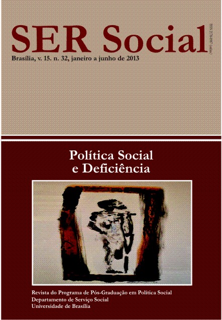 					Visualizar v. 15 n. 32 (2013): Política Social e Deficiência
				
