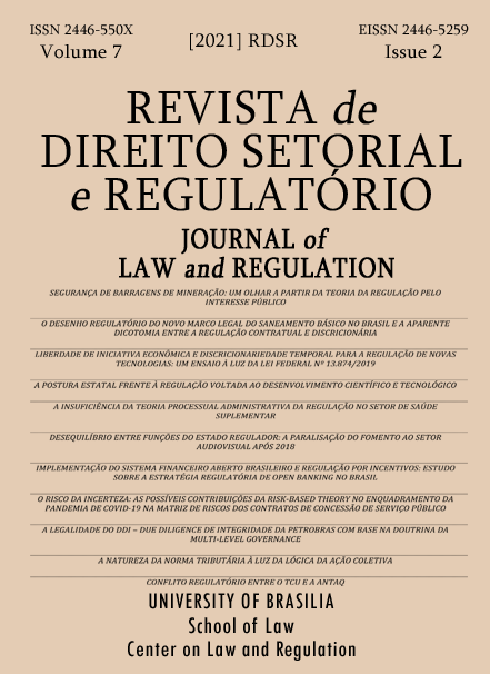 					Visualizar v. 7 n. 2 (2021): Revista de Direito Setorial e Regulatório / Journal of Law and Regulation
				
